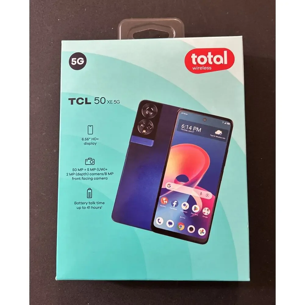 Total Wireless TCL 50 XE 5G Smartphone 128 GB Storage 6.56” HD+ Display New